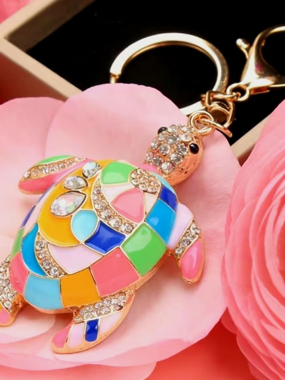 Multicolor Turtle Keychain Charm - Picture 2 of 3
